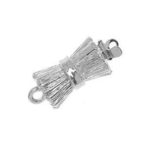 ELEGANT ELEMENTS Rhodium Plated 1-Strand Box Clasp - Barrel Design 19x8mm